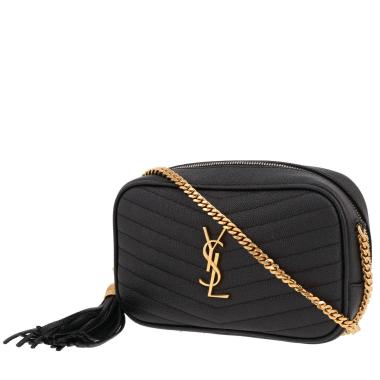 Borsa a tracolla Saint Laurent  Mini Lou in pelle martellata nera