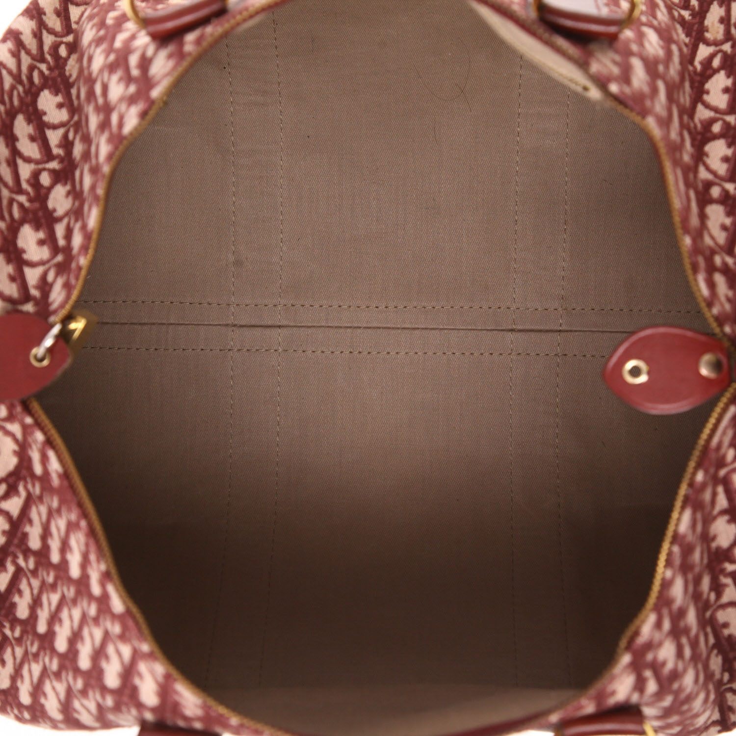 Sac de voyage Dior   en toile monogram Oblique bordeaux et cuir bordeaux - Detail D3