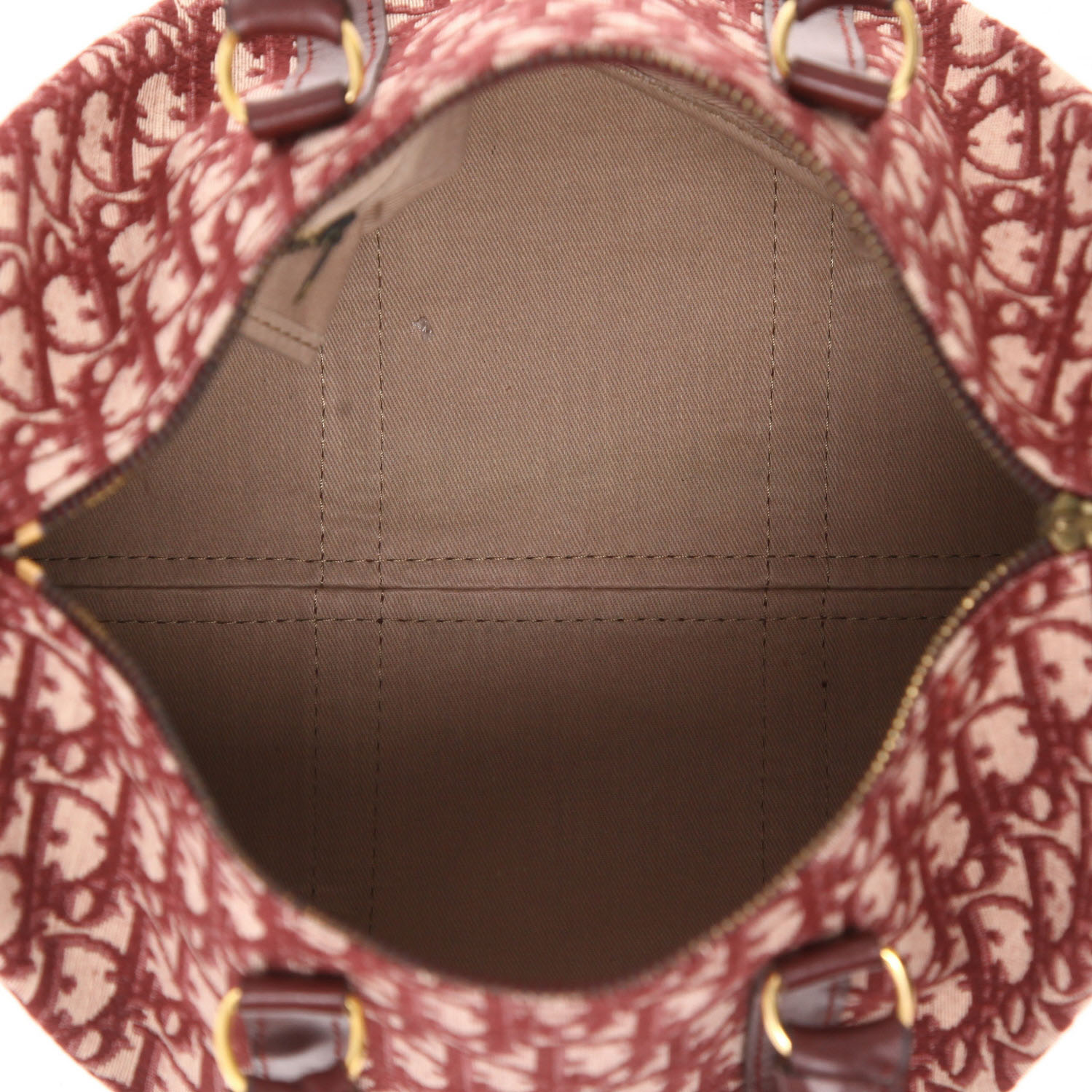 Dior  Bowling handbag  in burgundy monogram canvas Oblique  and burgundy leather - Detail D2