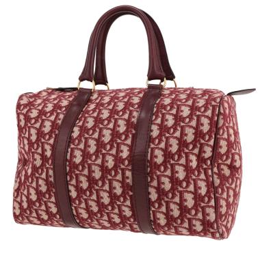 Sac à main Dior  Bowling en toile monogram Oblique bordeaux et cuir bordeaux