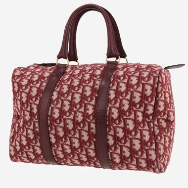 Sac à main Dior  Bowling en toile monogram Oblique bordeaux et cuir bordeaux