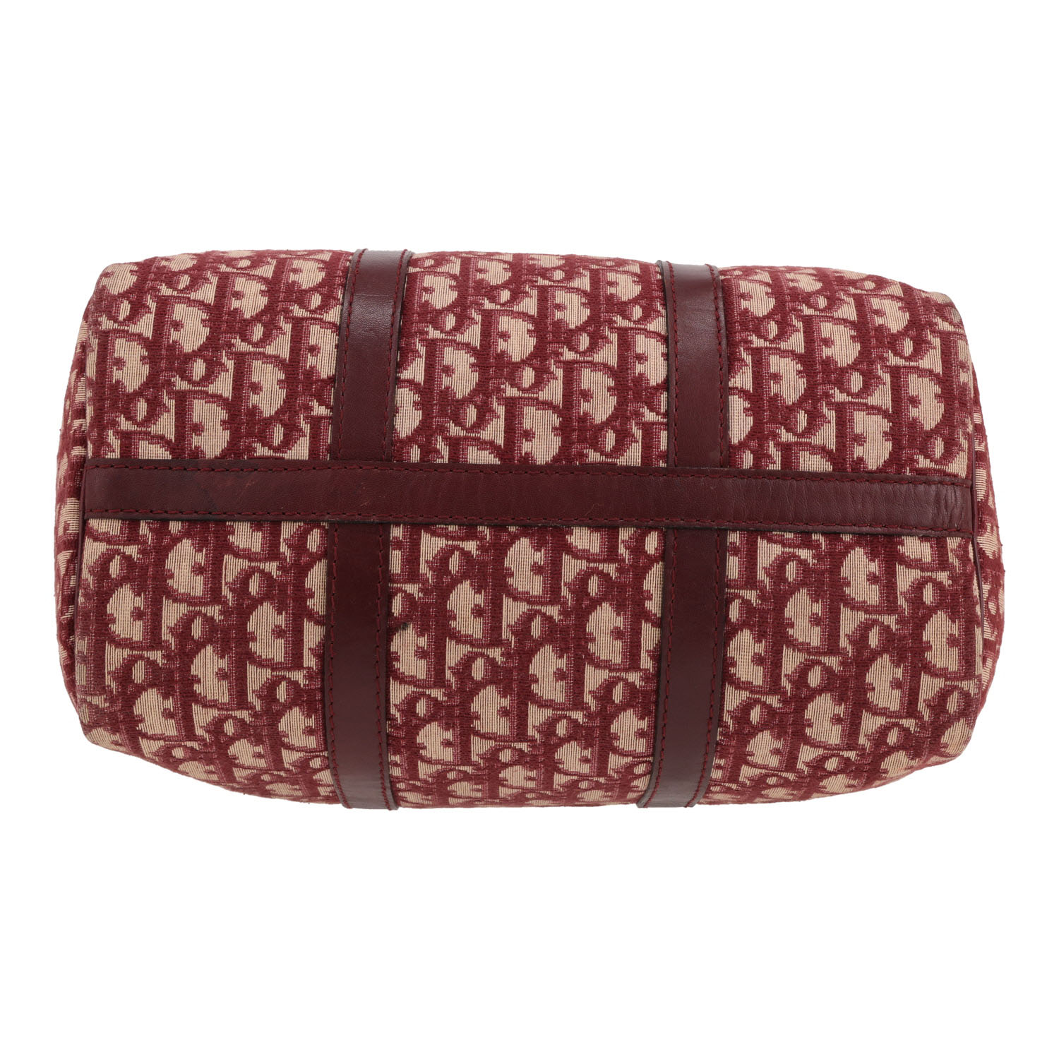 Dior  Bowling handbag  in burgundy monogram canvas Oblique  and burgundy leather - Detail D1
