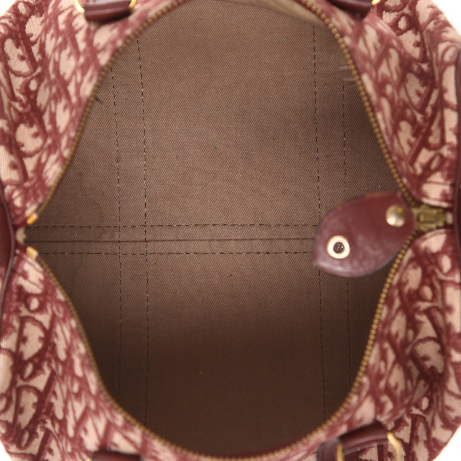 Dior  Bowling handbag  in burgundy monogram canvas Oblique  and burgundy leather - Detail D2