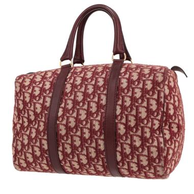 Sac à main Dior  Bowling en toile monogram Oblique bordeaux et cuir bordeaux