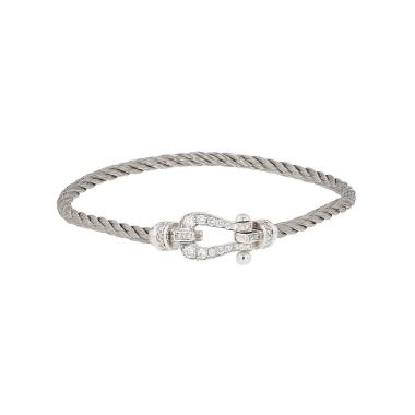 Bracciale Fred Force 10 modello medio in oro bianco e diamanti