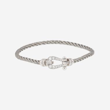 Bracelet Fred Force 10 moyen modèle en or blanc et diamants
