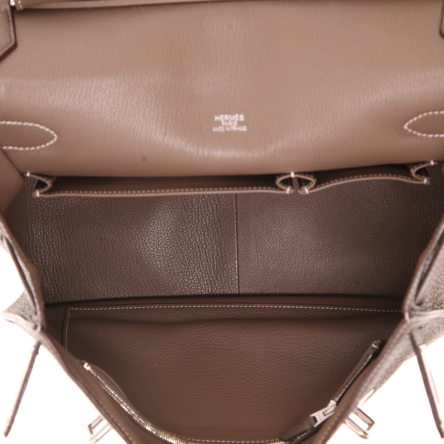 Sac bandoulière Hermès  Jypsiere 34 cm en cuir togo étoupe - Detail D3