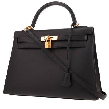 Bolso de mano Hermès  Kelly 32 cm en cuero epsom negro