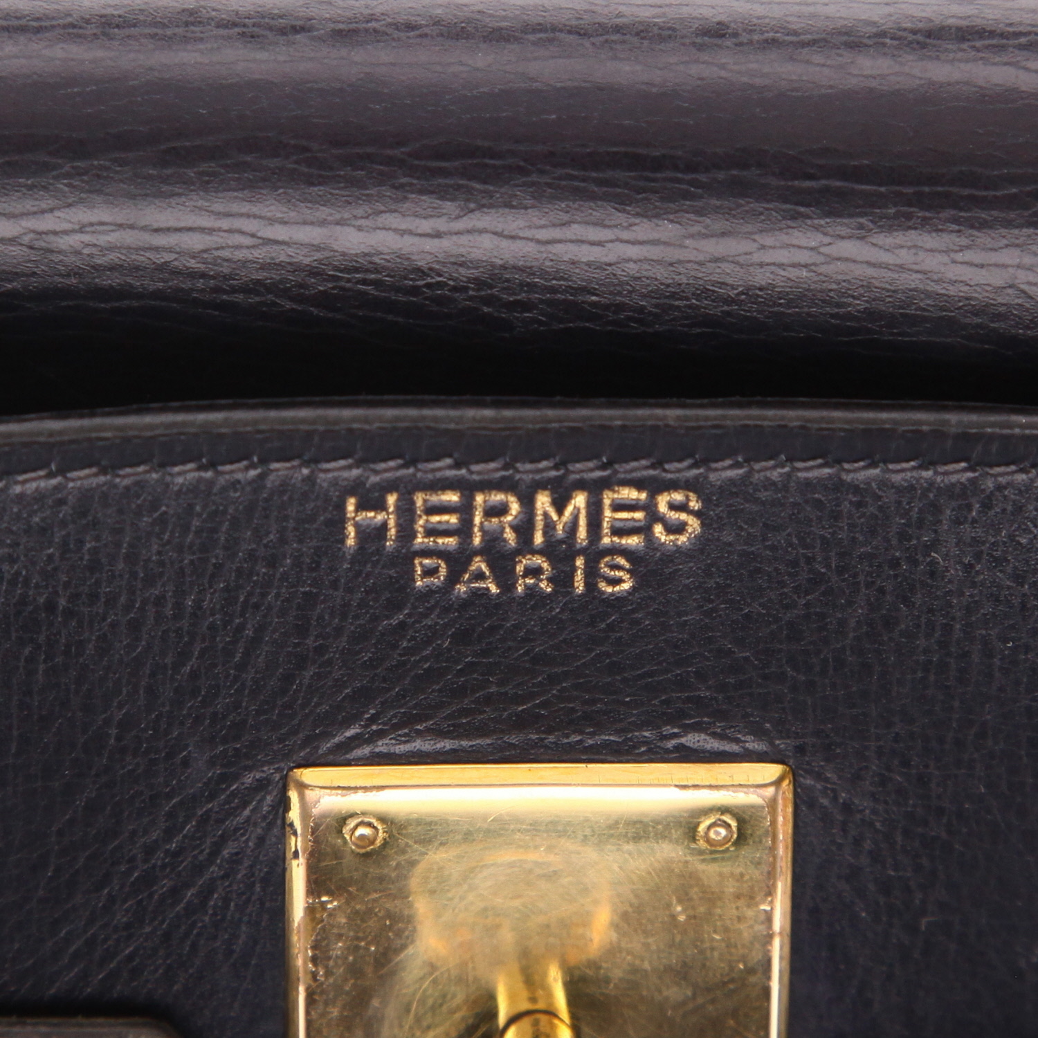 Borsa Hermès  Kelly 35 cm in pelle box blu marino - Detail D2