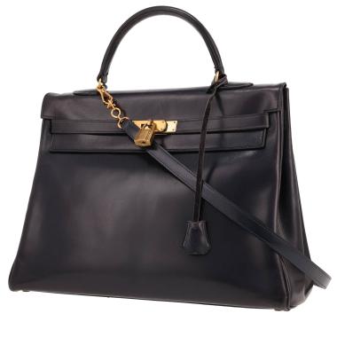 Hermès  Kelly 35 cm handbag  in navy blue box leather