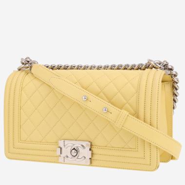 Sac à main Chanel  Boy en cuir matelassé jaune