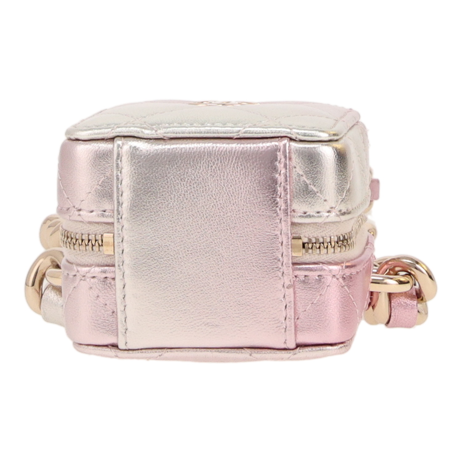 Sac bandoulière Chanel   en cuir irisé rose et doré - Detail D1