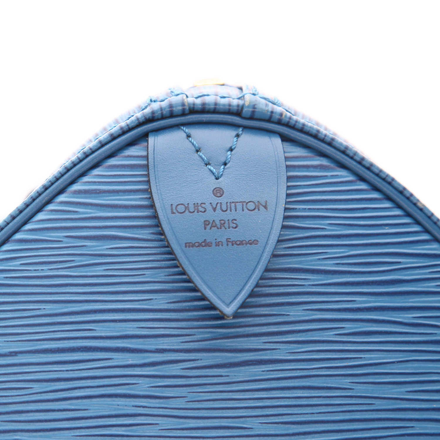 Sac à main Louis Vuitton  Speedy 35 en cuir épi bleu - Detail D2