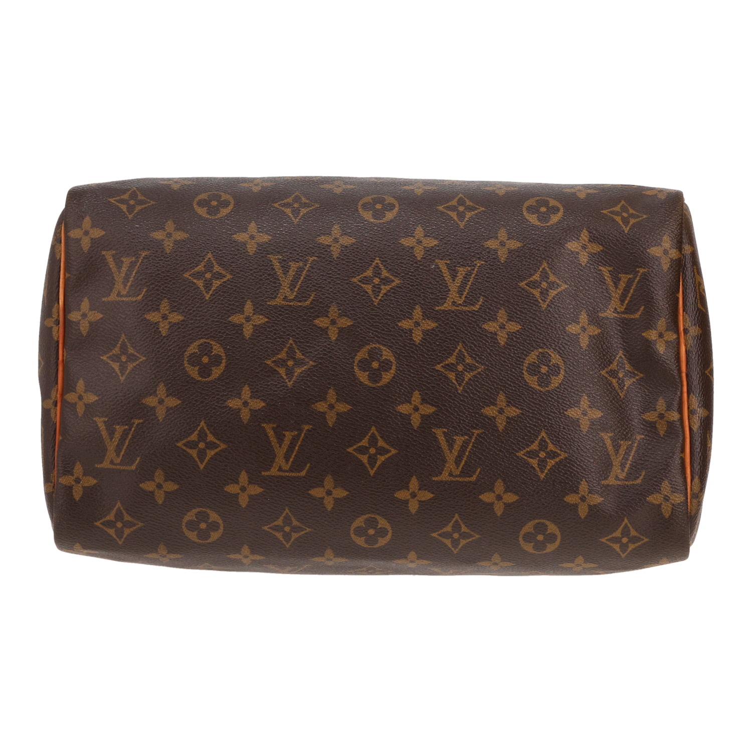 Borsa Louis Vuitton Speedy 30 in tela Monogram marrone e pelle naturale - Detail D1