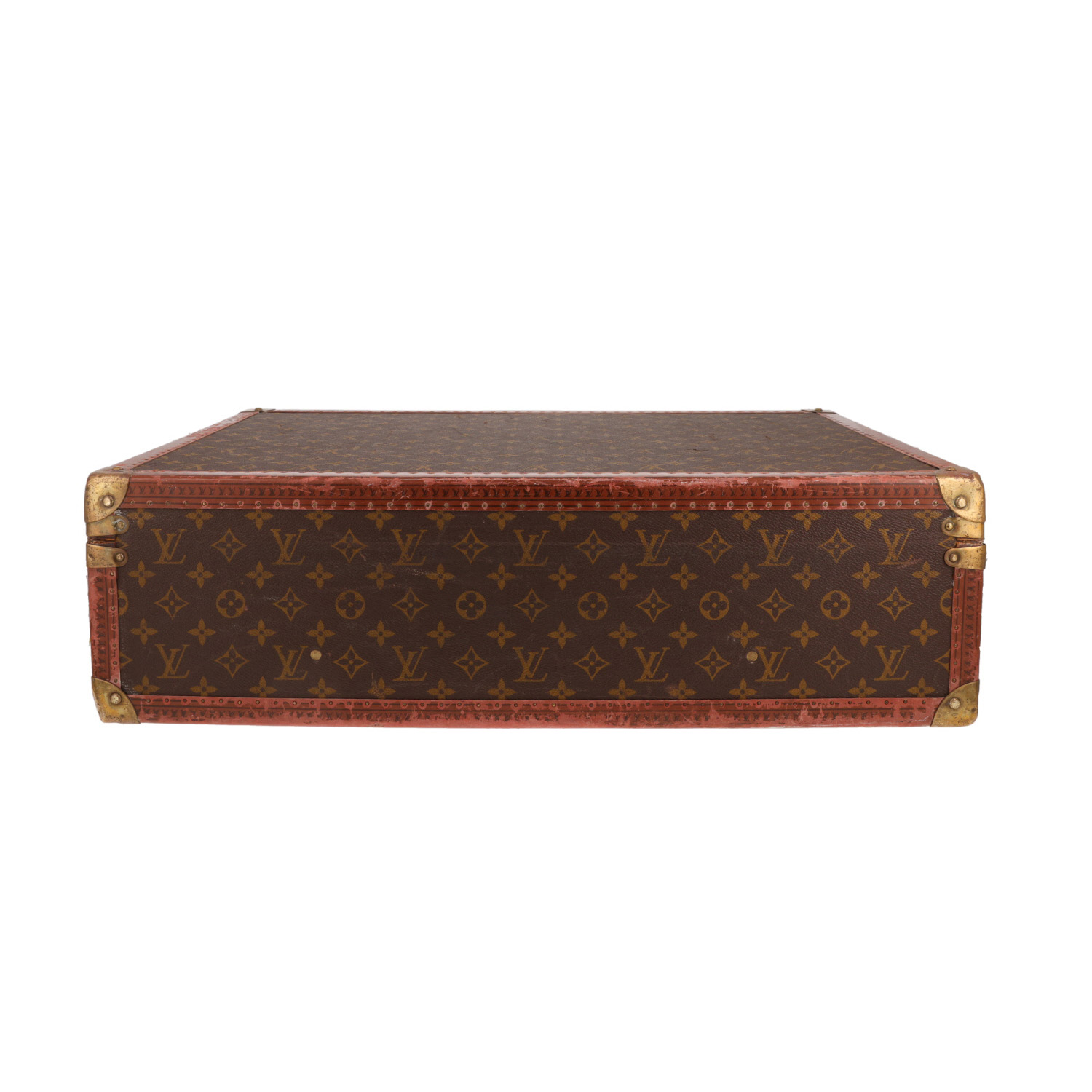 Maleta rígida Louis Vuitton  Bisten 60 en lona Monogram marrón y cuero natural - Detail D1