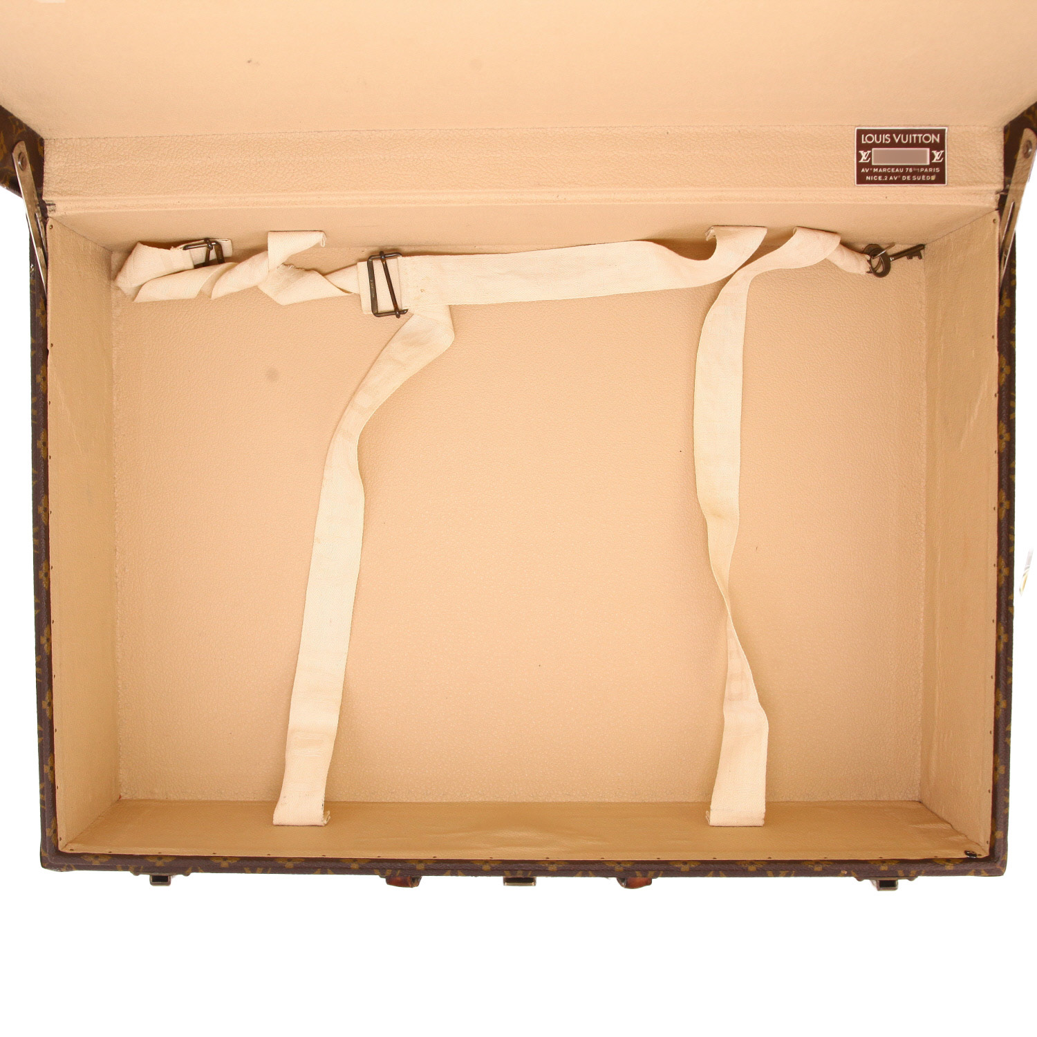 Valise rigide Louis Vuitton  Bisten 60 en toile monogram marron et cuir naturel - Detail D3