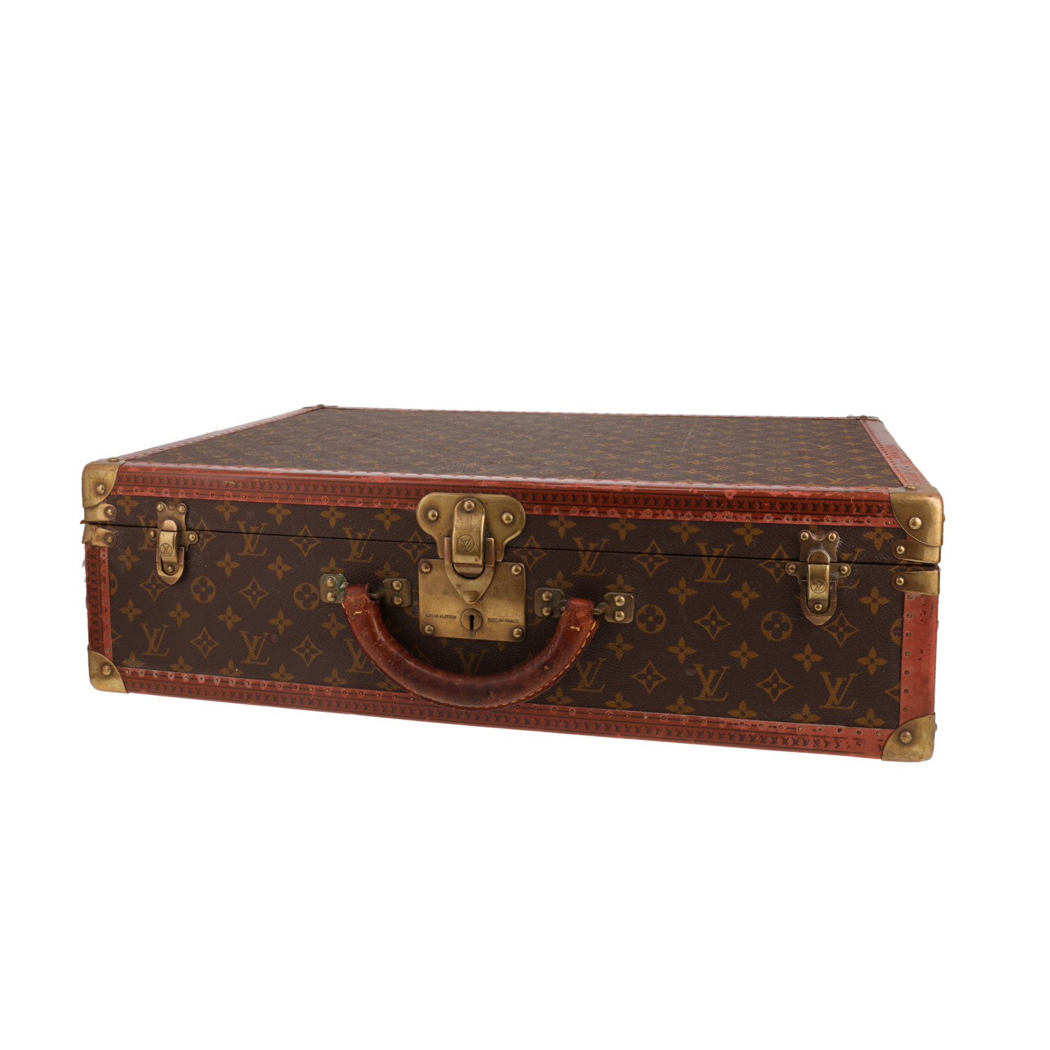 Louis Vuitton  Bisten 60 rigid suitcase  in brown monogram canvas  and natural leather - Detail D4