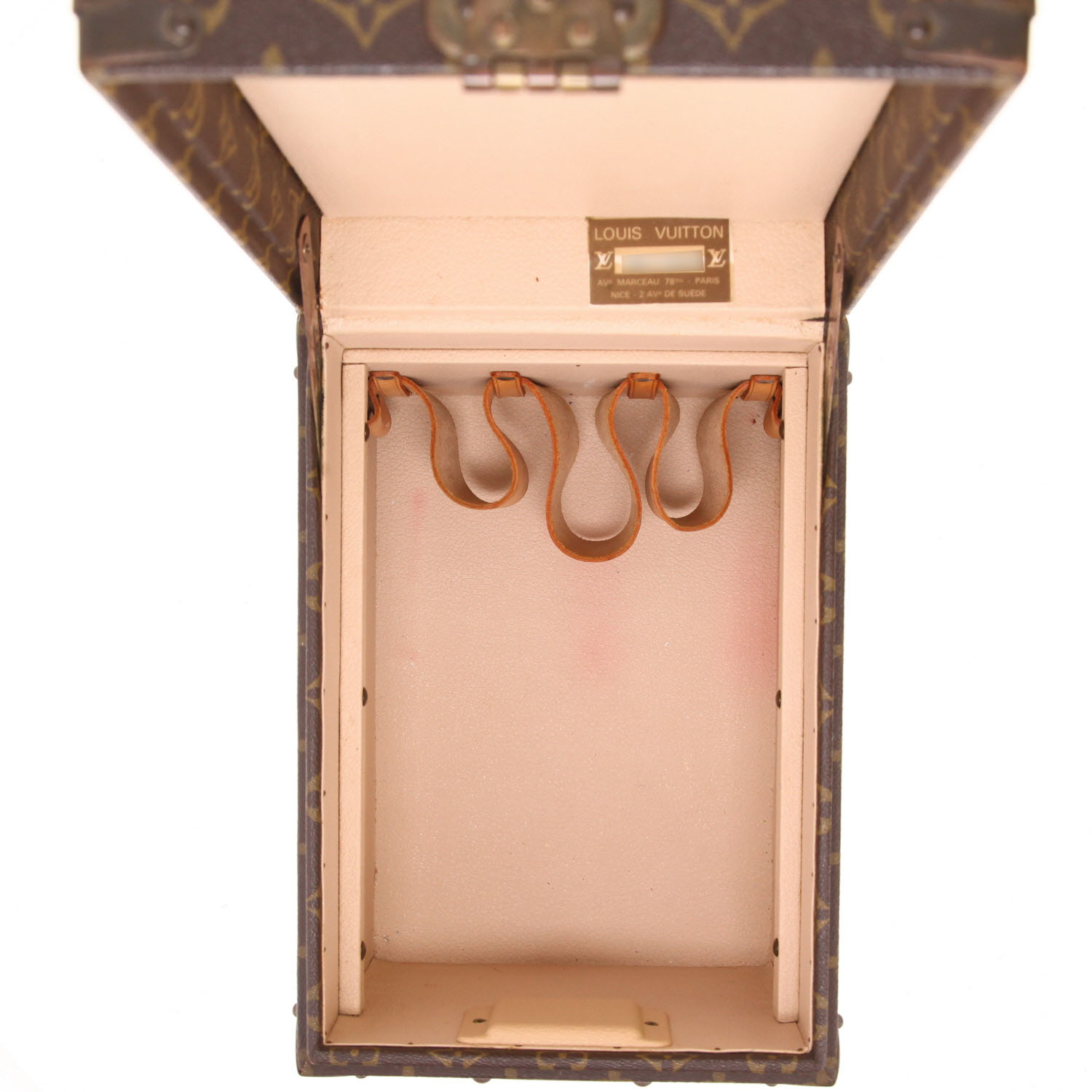 Vanity Louis Vuitton  Boîte à flacons en lona Monogram marrón y cuero natural - Detail D3