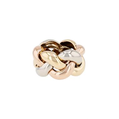 Bague semi-articulée Poiray Tresse en or jaune, or rose et or blanc