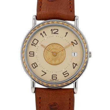 Orologio Hermès Sellier in acciaio e oro placcato Ref: Hermès - 8203  Circa 2000