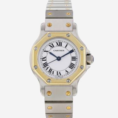 Montre Cartier Santos Octogonale en or et acier Ref: Cartier - 0907  Vers 1990