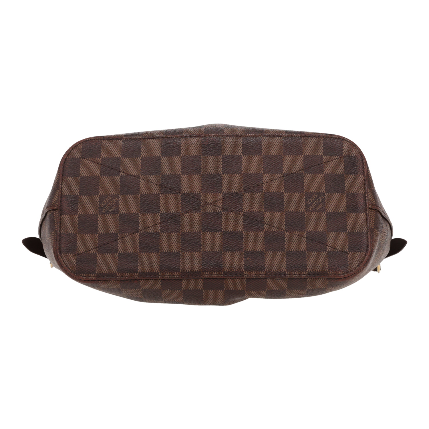 Bolso de mano Louis Vuitton  Siena en lona a cuadros ébano y cuero marrón - Detail D1