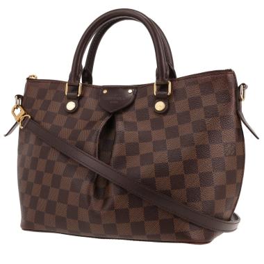 Sac à main Louis Vuitton  Siena en toile damier ébène et cuir marron