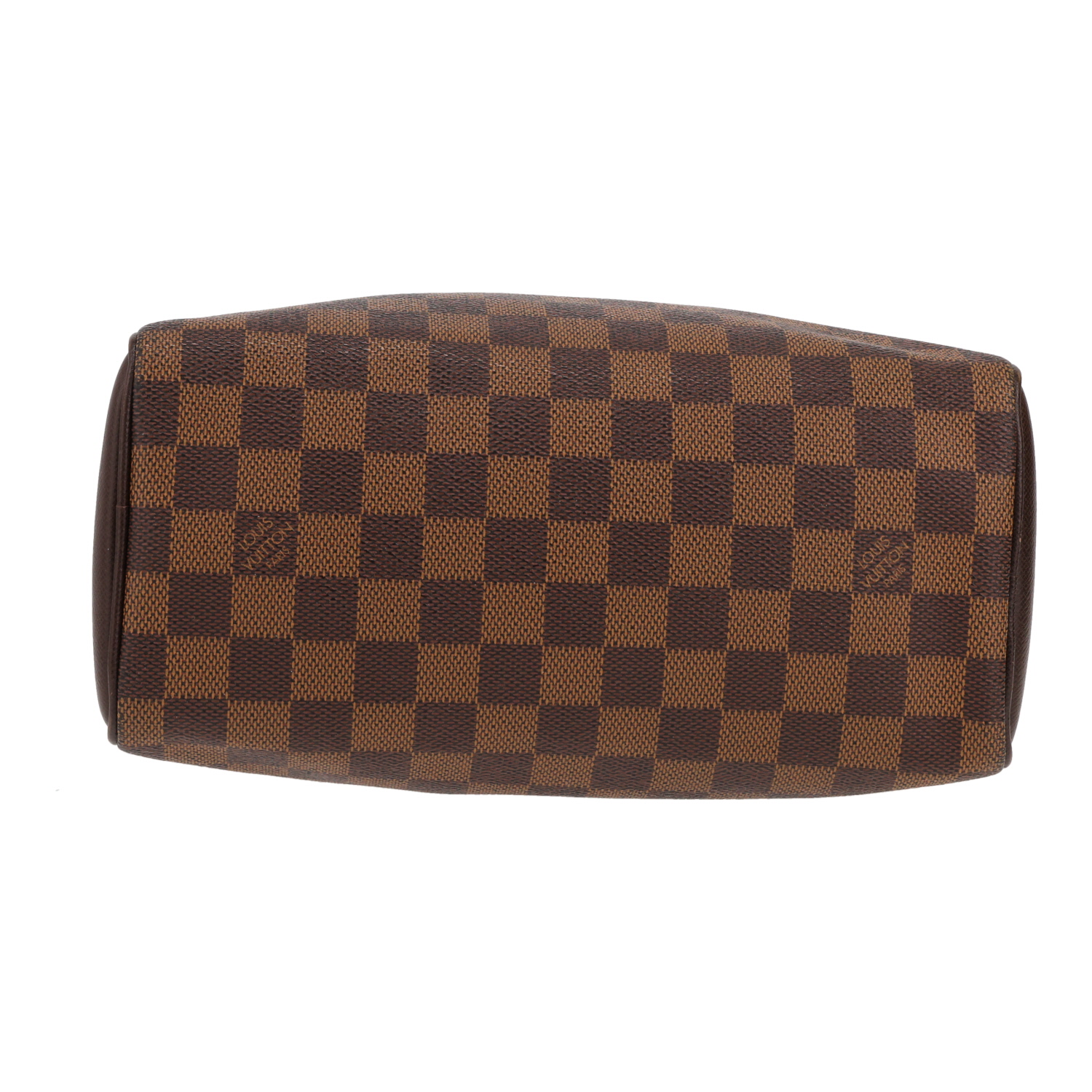 Bolso de mano Louis Vuitton  Brera en lona a cuadros ébano y cuero marrón - Detail D1