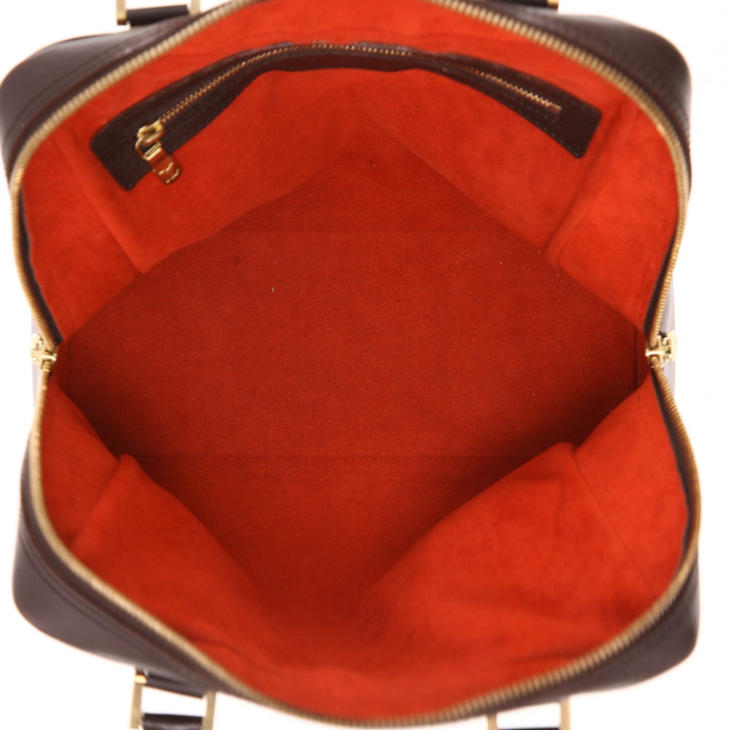 Bolso de mano Louis Vuitton  Brera en lona a cuadros ébano y cuero marrón - Detail D3
