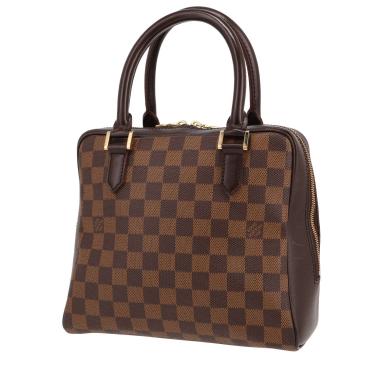 Bolso de mano Louis Vuitton  Brera en lona a cuadros ébano y cuero marrón