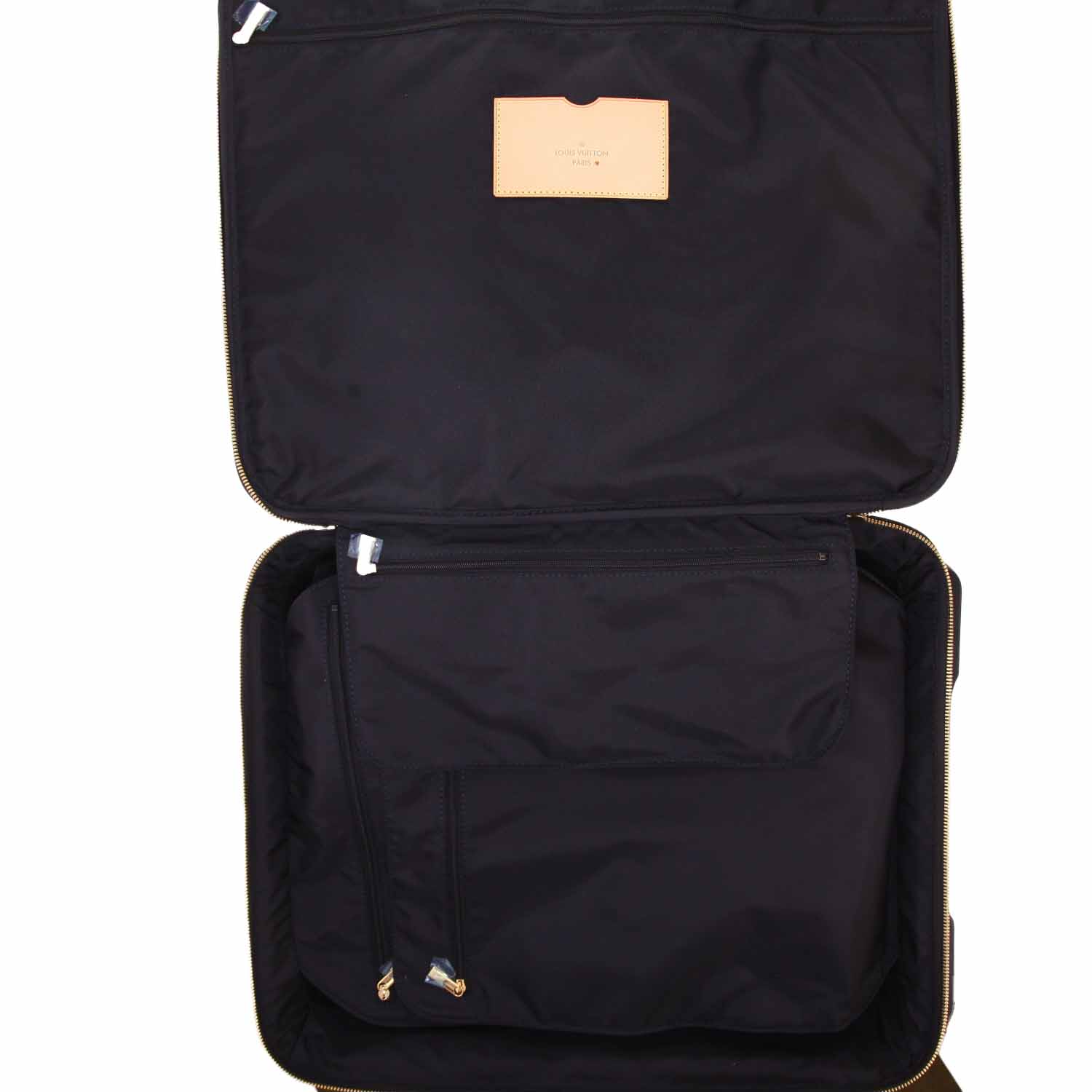 Louis Vuitton  Pegase suitcase  in khaki monogram patent leather  and natural leather - Detail D3