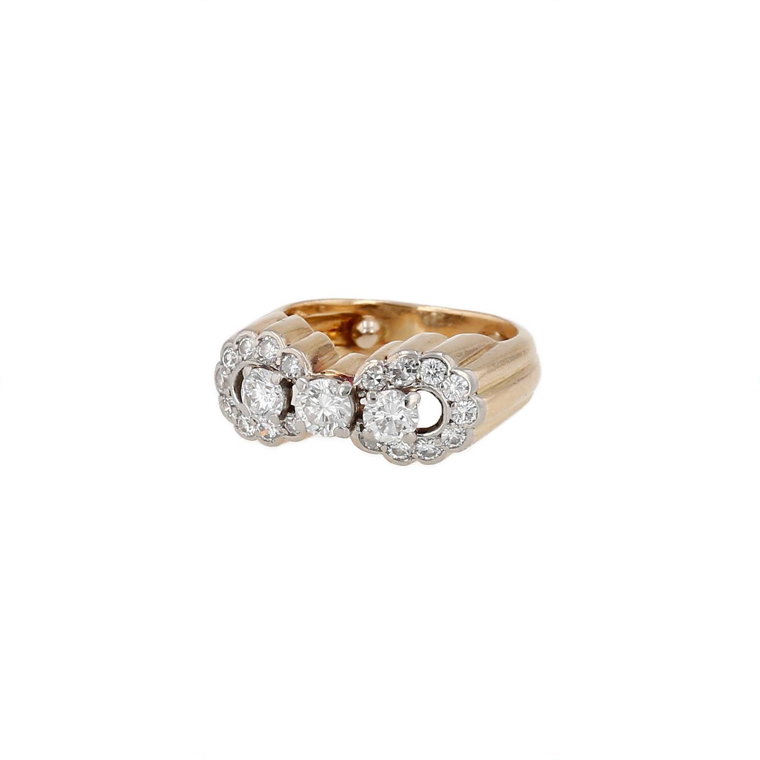 Bague vintage années 60 or jaune diamants occasion Bague vintage années 60 or jaune diamants occasion