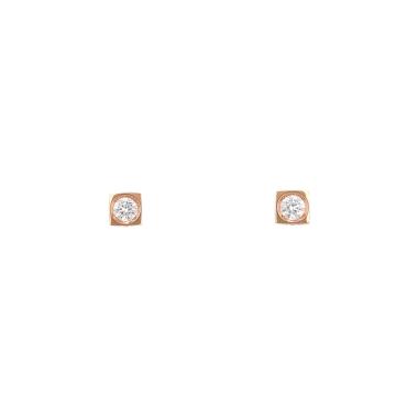 Paire de clous d'oreilles Dinh Van Le Cube Diamant en or rose et diamants