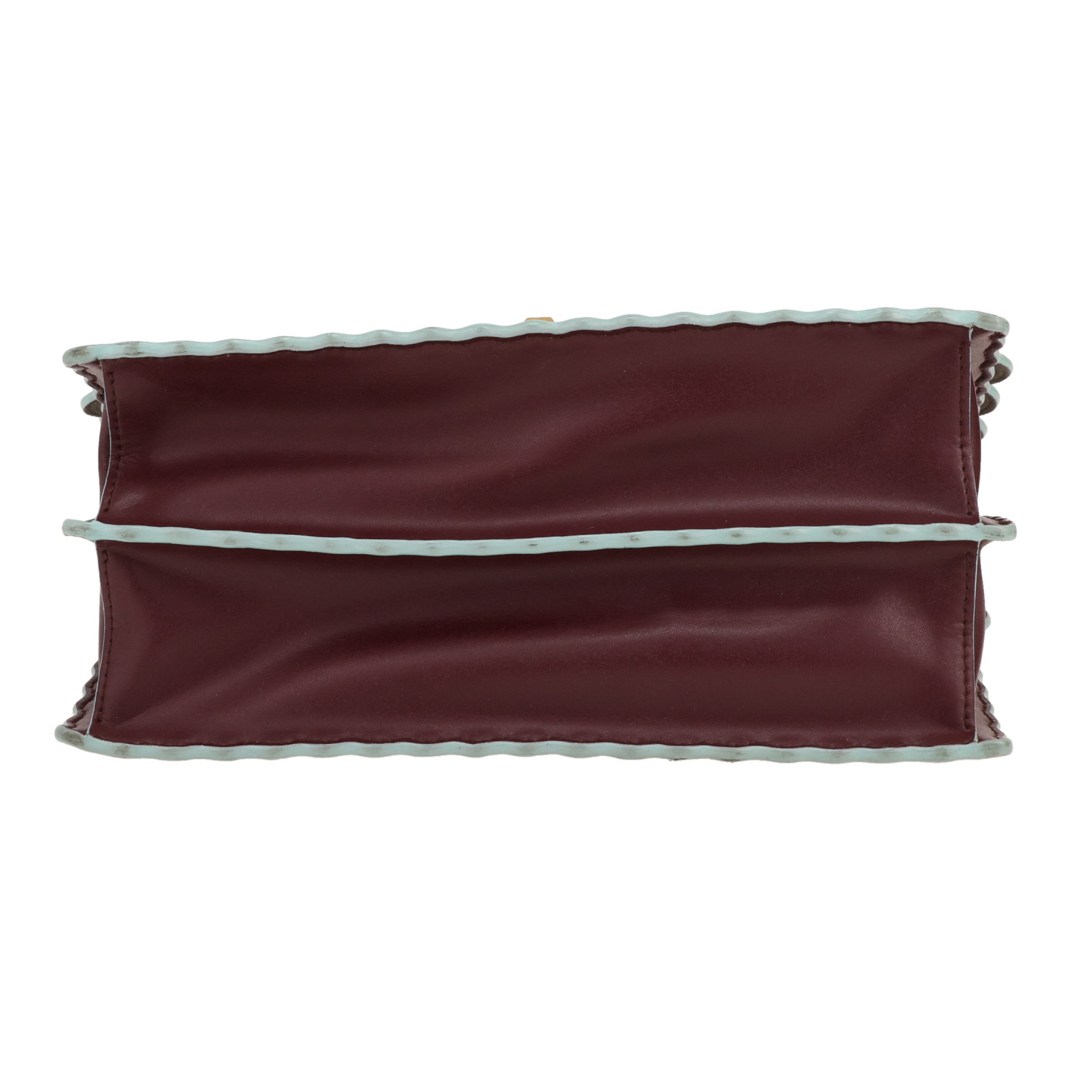 Bolso bandolera Fendi  Kan I en cuero color burdeos - Detail D1