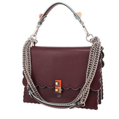 Sac bandoulière Fendi  Kan I en cuir bordeaux