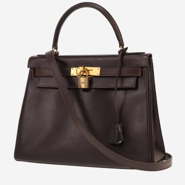 Sac à main Hermès  Kelly 28 cm en cuir box marron