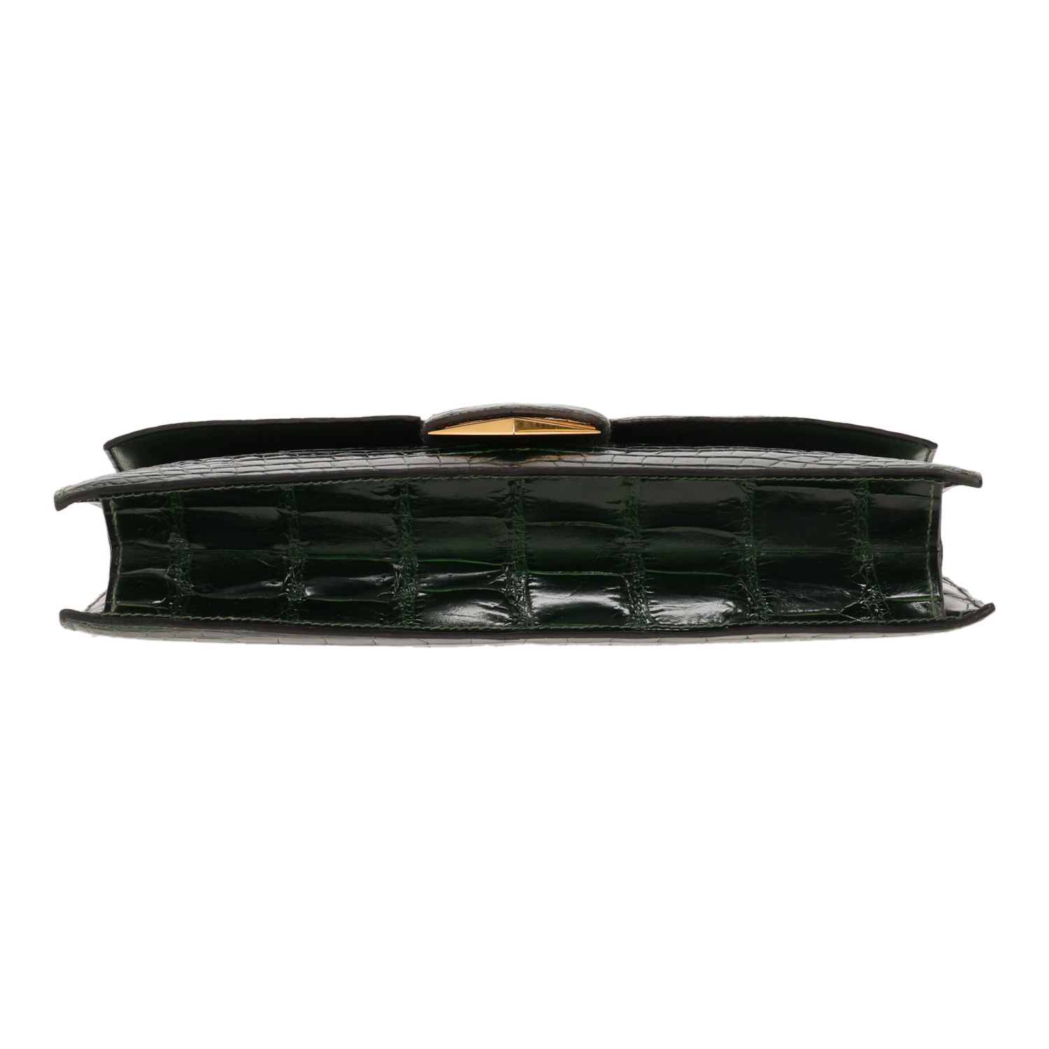 Pochette Hermès  Faco en crocodile porosus vert - Detail D1