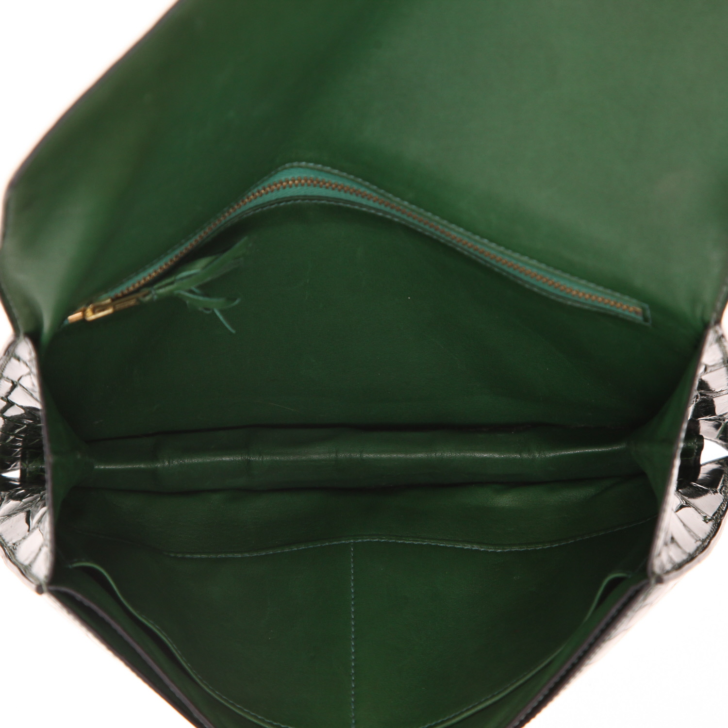 Hermès  Faco pouch  in green porosus crocodile - Detail D3