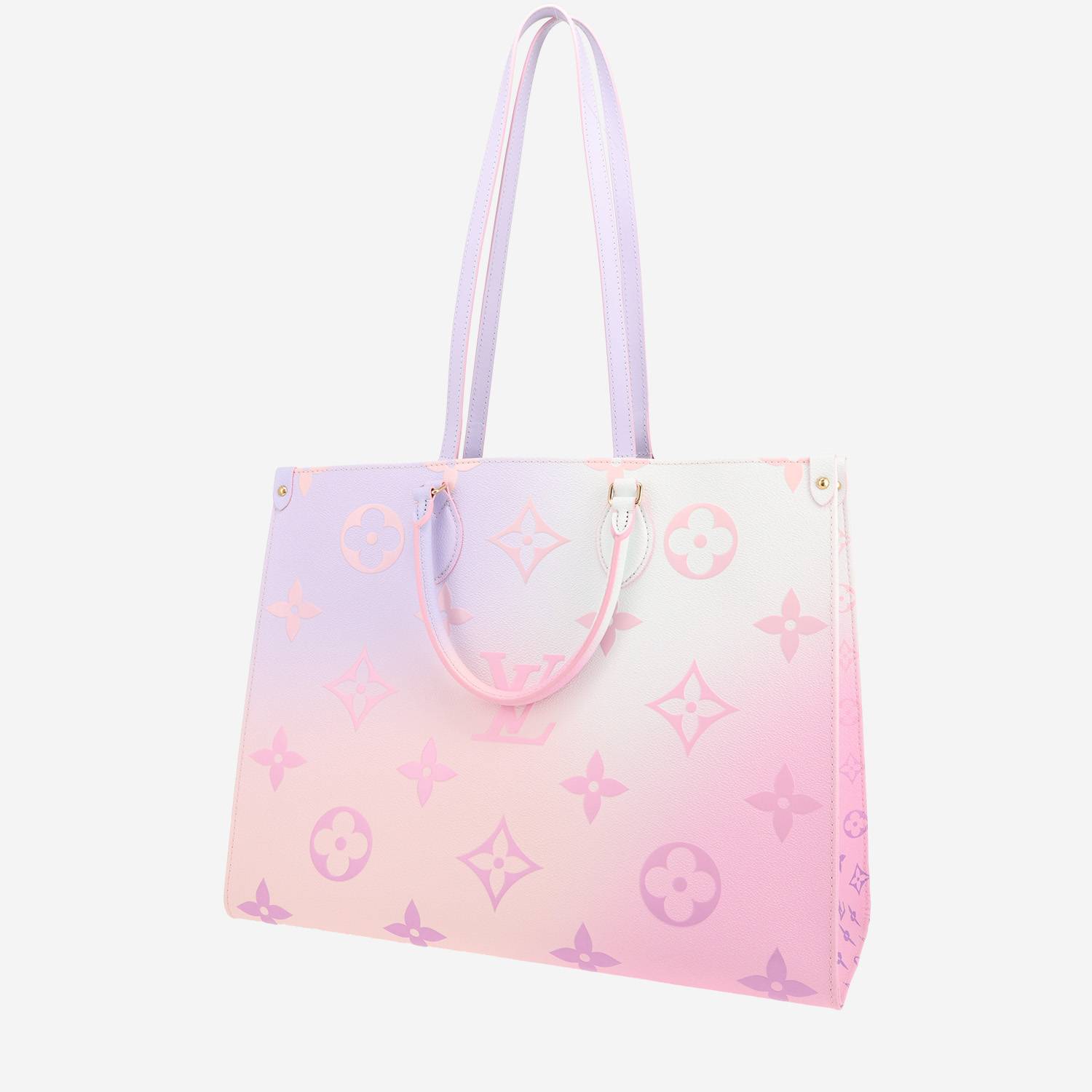 Sac cabas Louis Vuitton  Onthego en toile monogram multicolore rose violette et blanche
