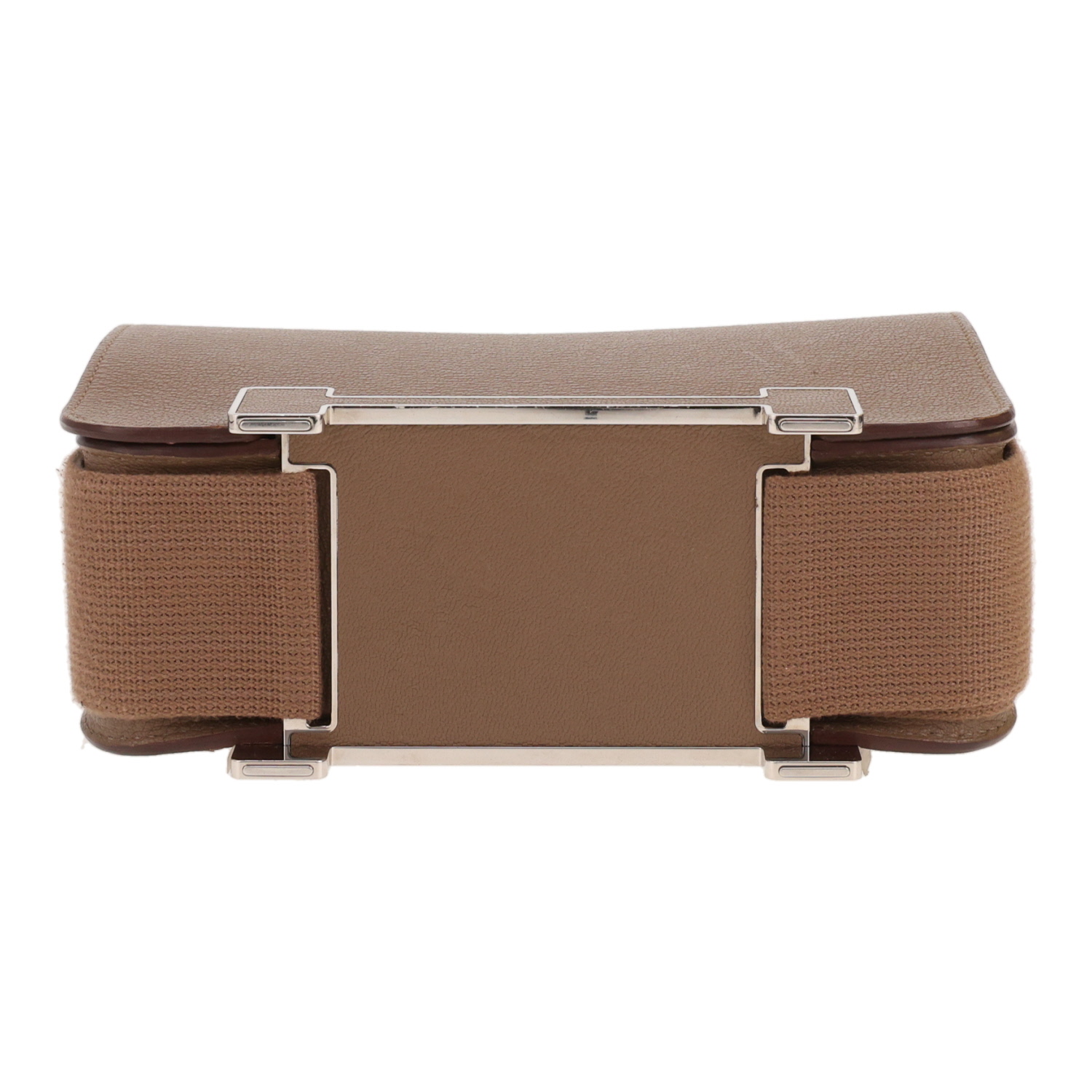 Sac bandoulière Hermès  Geta en cuir Mysore étoupe - Detail D1