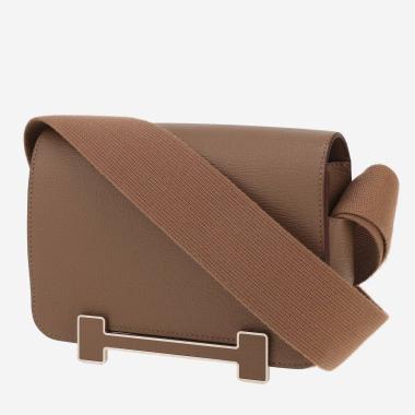 Hermès  Geta shoulder bag  in etoupe Mysore leather