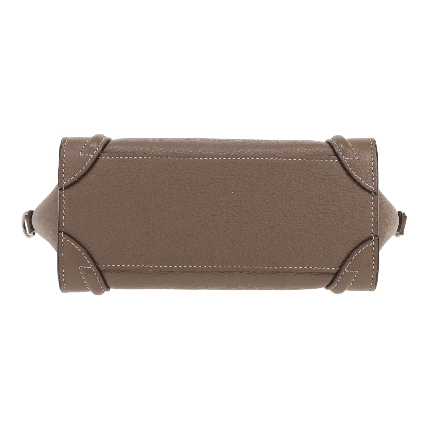 Sac bandoulière Celine  Luggage Nano petit modèle  en cuir grainé taupe - Detail D1