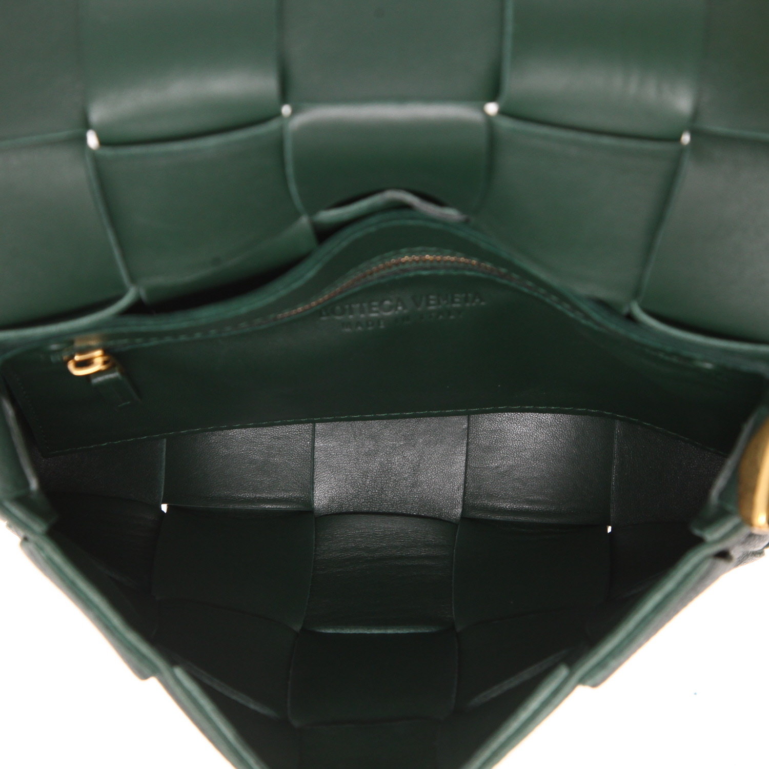 Bottega Veneta  Cassette shoulder bag  in green intrecciato leather - Detail D3