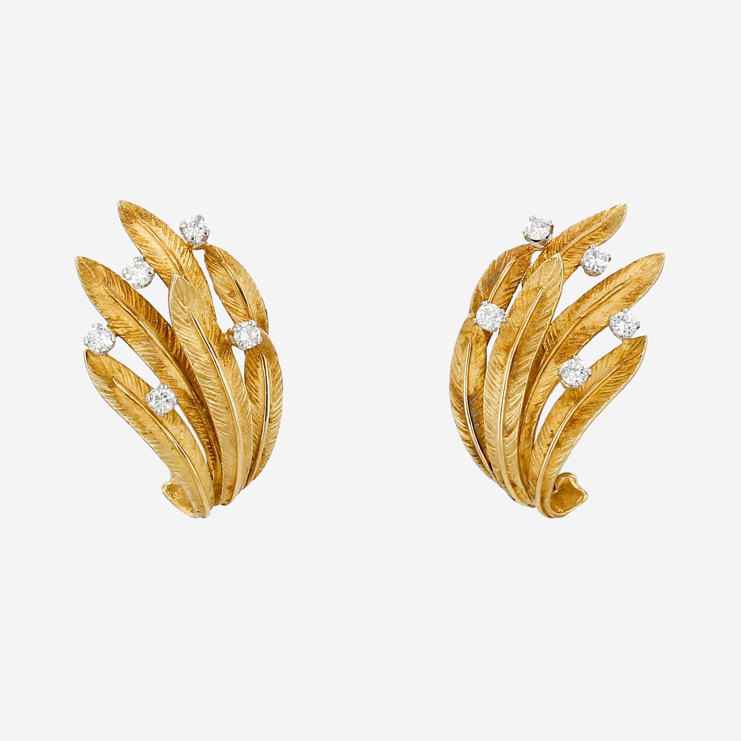 Orecchini  Vintage  in oro giallo, platino e diamanti