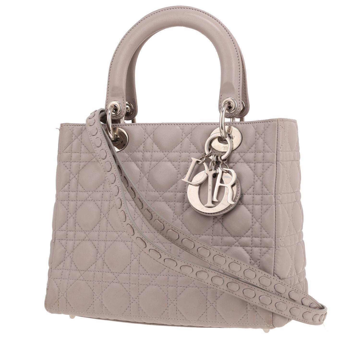 Dior Lady Dior Moyen Cannage Gris – Sac Occasion