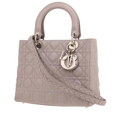 Bolso Dior «Lady Dior» de tamaño mediano, de piel con relieve «cannage» gris