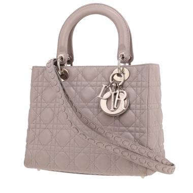 Dior  Lady Dior medium model  handbag  in grey leather cannage