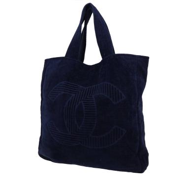 Chanel   shopping bag  in navy blue terry fabric