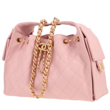 Borsa a tracolla Chanel  25 in pelle martellata e trapuntata rosa