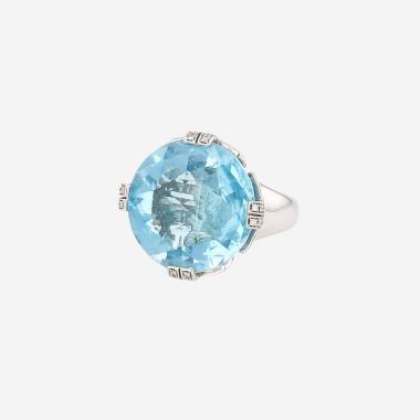 Bague Bulgari Parentesi Cocktail en or blanc, topaze bleue et diamants